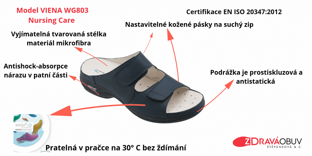 Nursing Care VIENA WG803 dámská pantofle pratelná tmavě modrá
